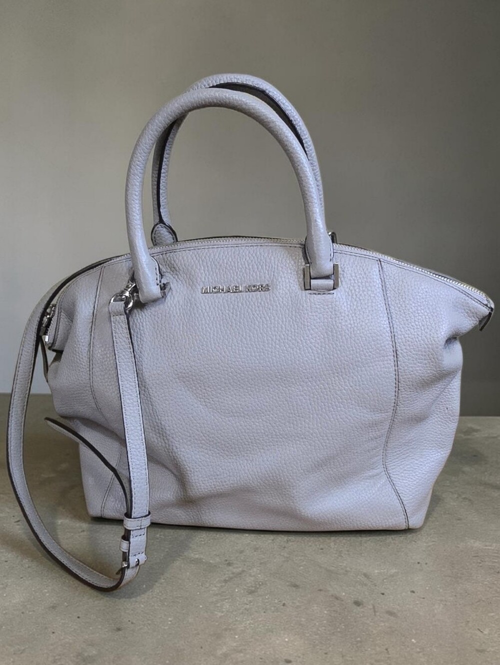 Michael Kors Riley Large Satchel Pearl Grey Handbag